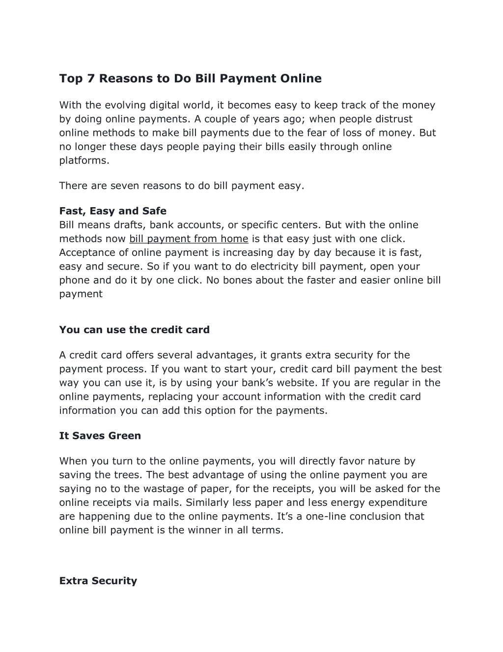 top 7 reasons to do bill payment online