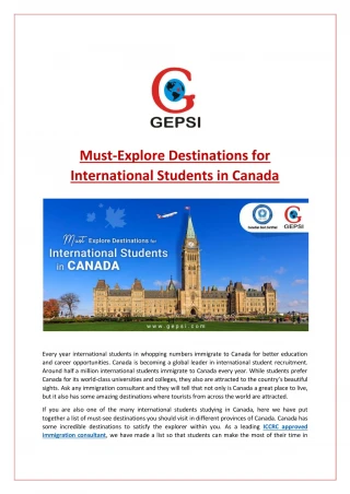 Must Explore Destinations for International Students in Canada - slide 1