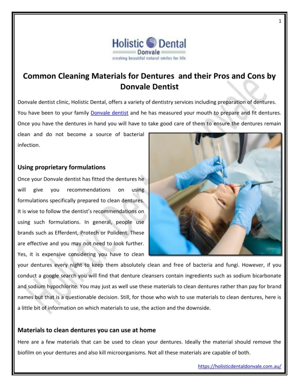 Common Cleaning Materials for Dentures and their Pros and Cons by Donvale Dentist