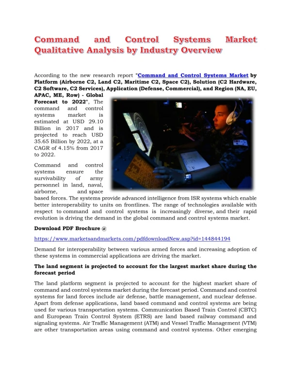 Command and Control Systems Market Qualitative Analysis by Industry Overview