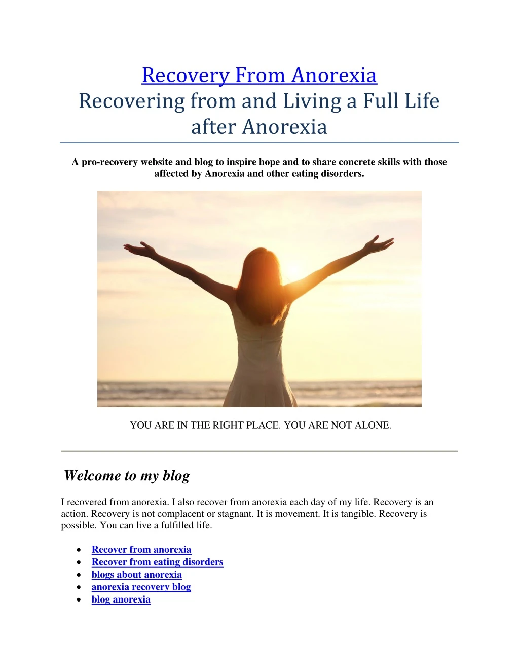 recovery from anorexia recovering from and living