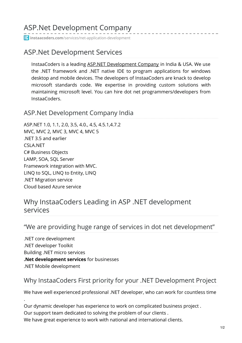 asp net development company