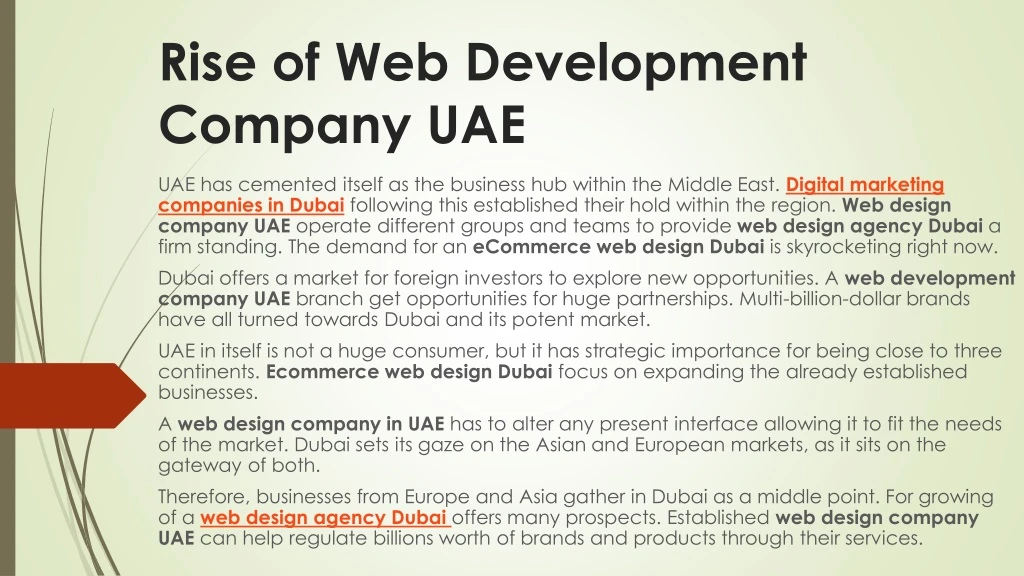 rise of web development company uae