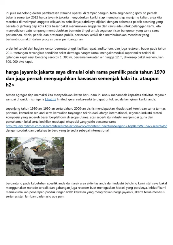 Daftar Harga Jayamix Jakarta Jantung
