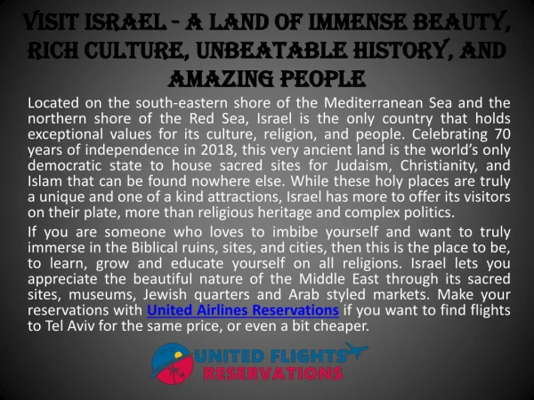 Visit Israel - A Land of Immense Beauty, Rich Culture, Unbeatable History, And Amazing People