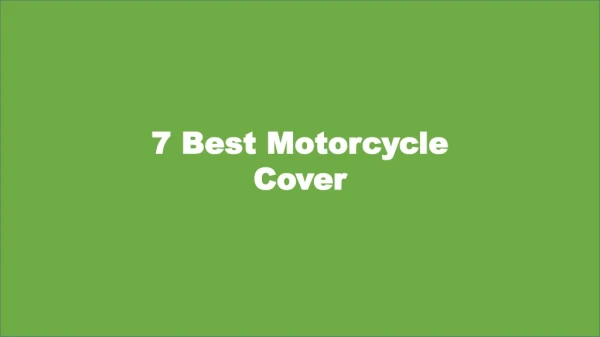 7 Best Motorcycle Cover