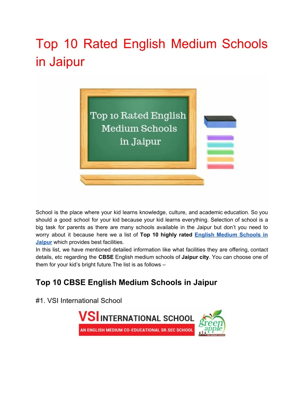top 10 rated english medium schools in jaipur