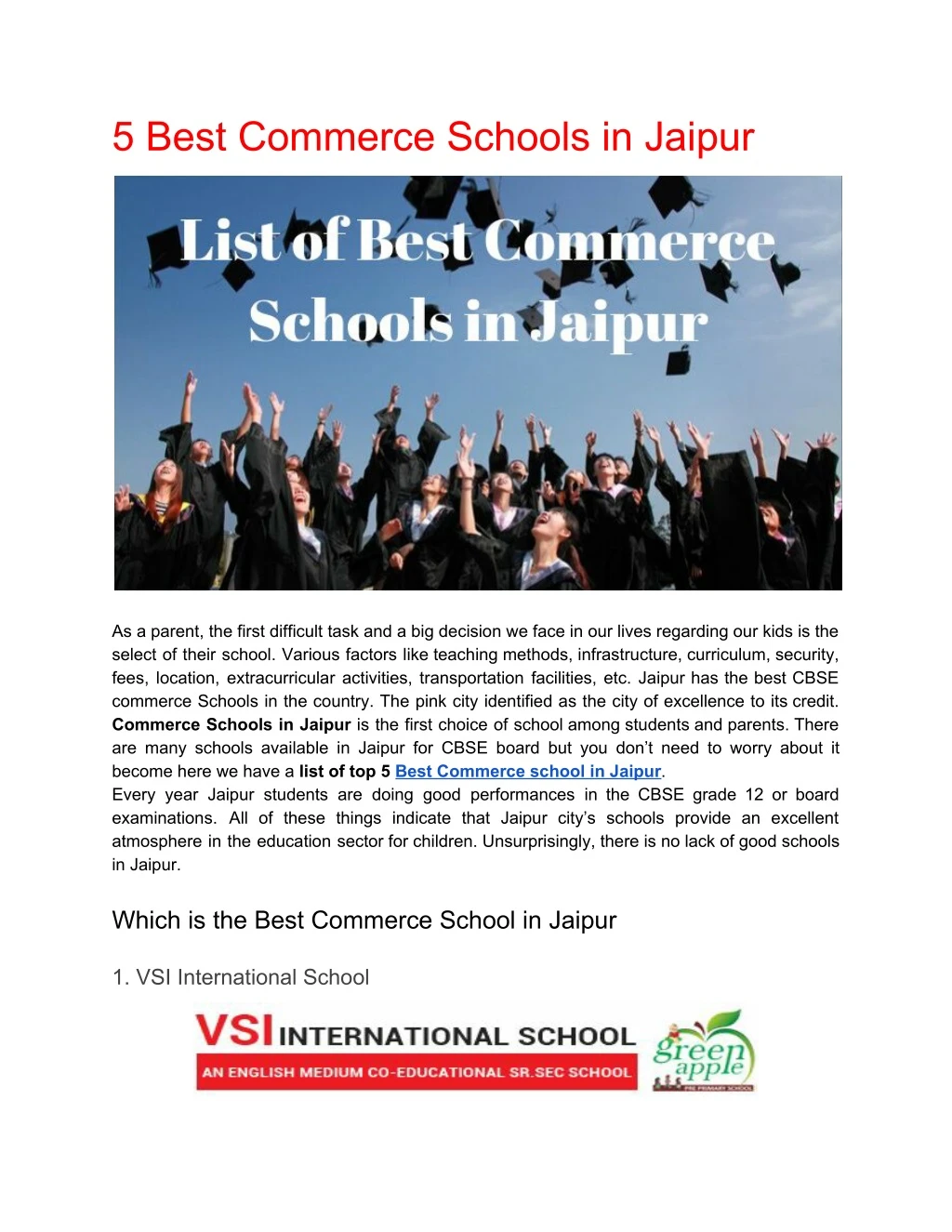 5 best commerce schools in jaipur