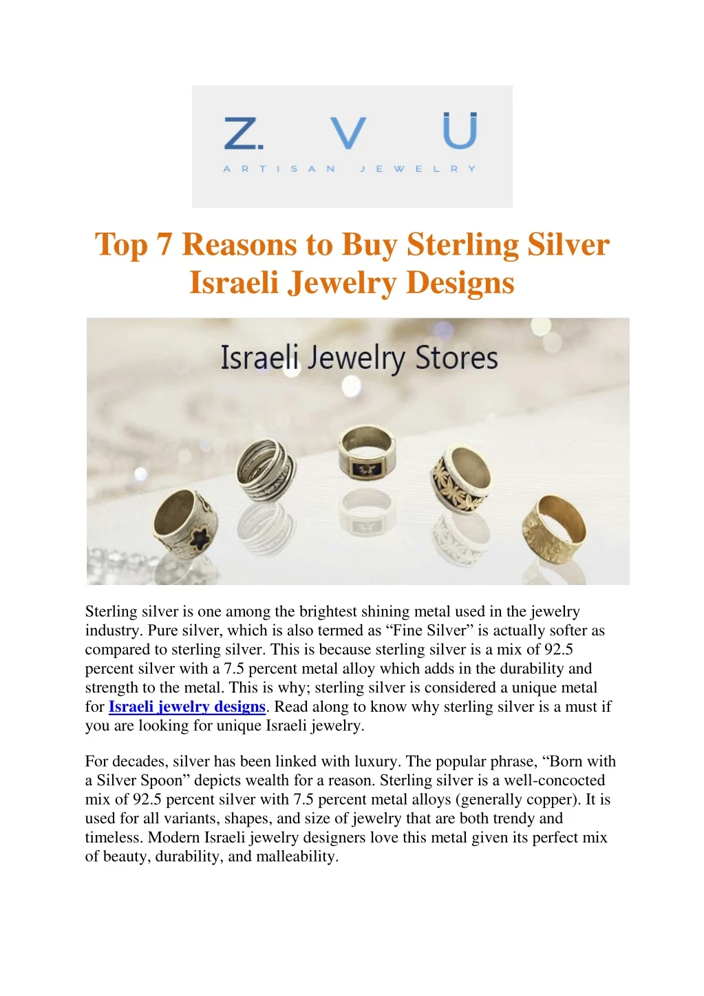 top 7 reasons to buy sterling silver israeli