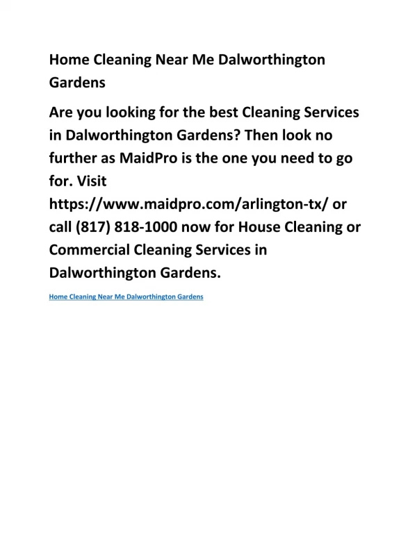 Home Cleaning Near Me Dalworthington Gardens