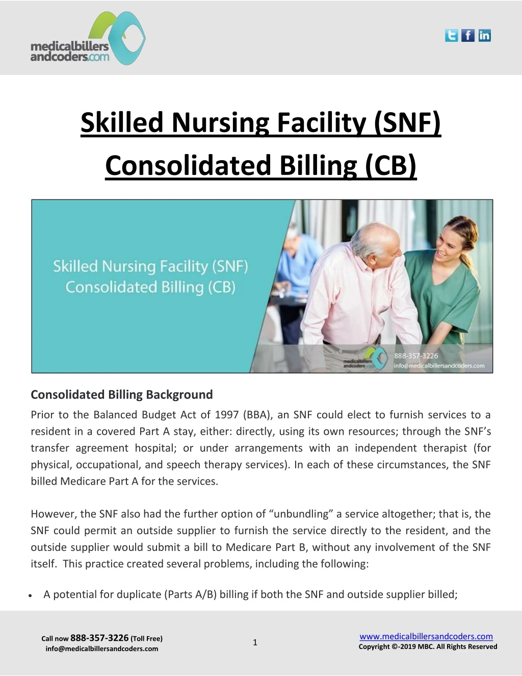 skilled nursing facility snf consolidated billing