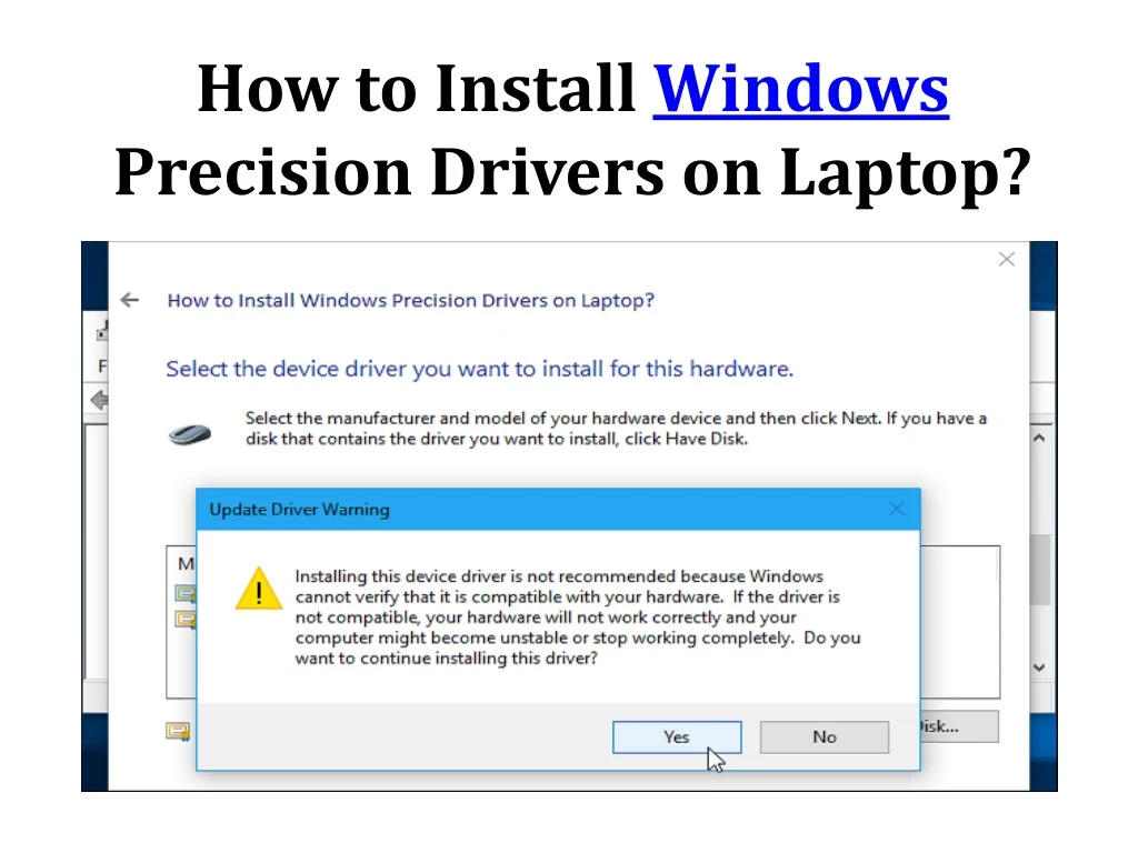 how to install windows precision drivers on laptop