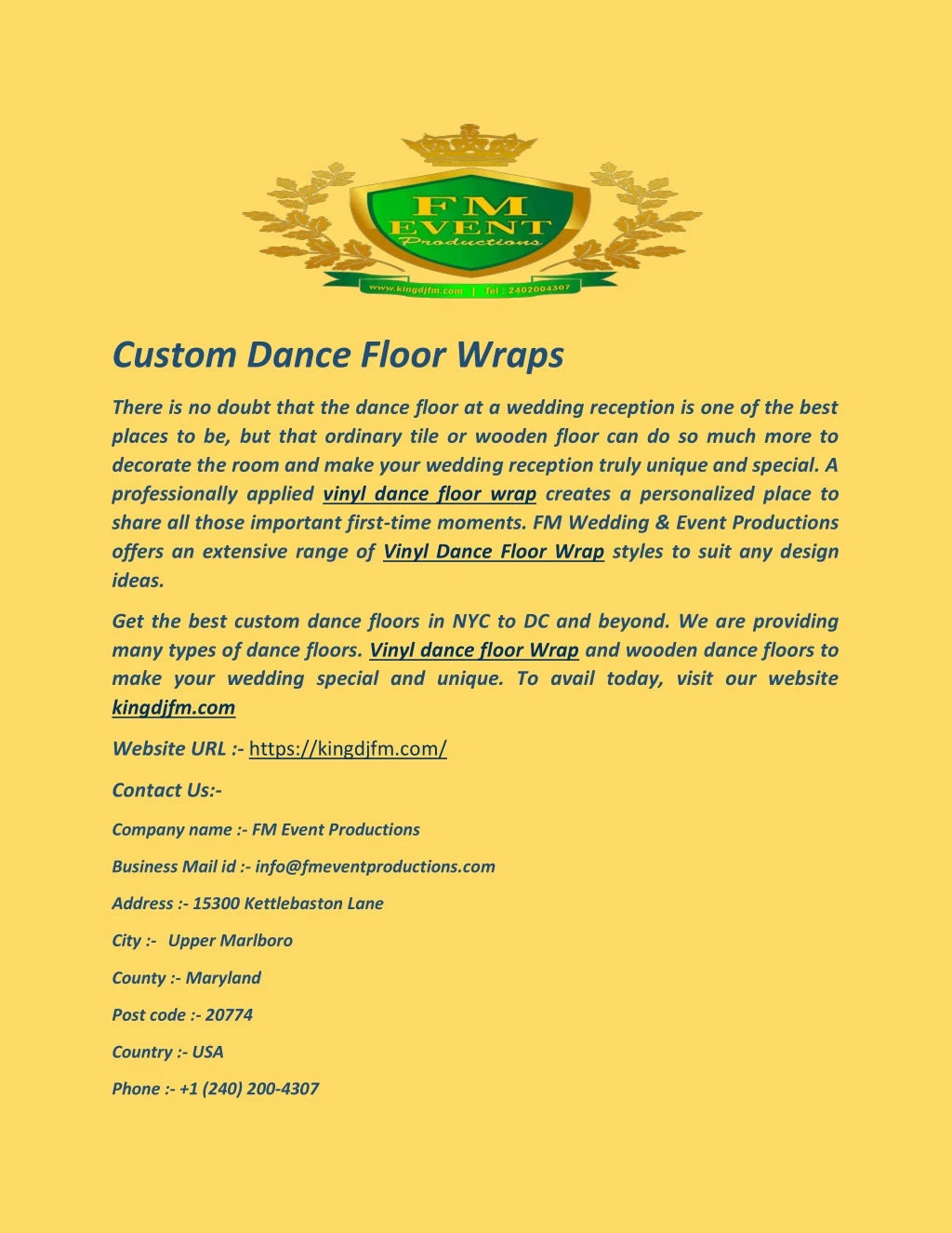 custom dance floor wraps