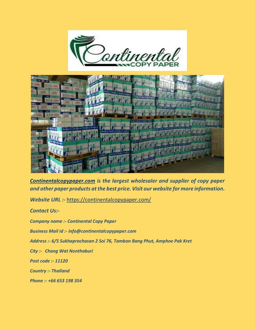 continentalcopypaper com is the largest