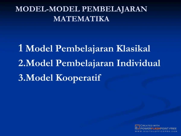 MODEL-MODEL PEMBELAJARAN MATEMATIKA