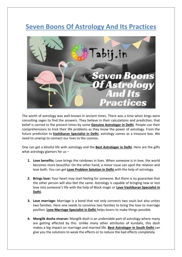 seven boons of astrology and its practices