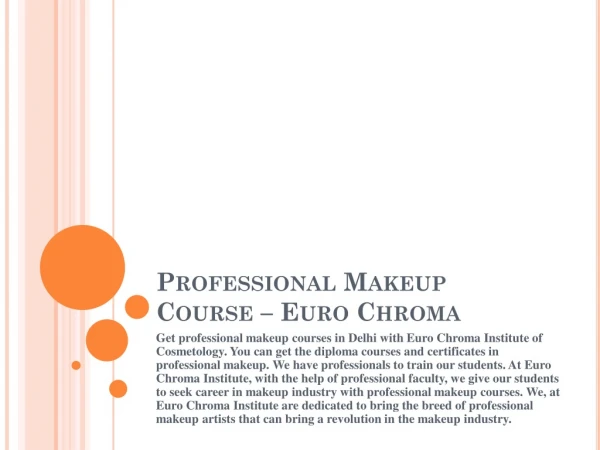 Professional Makeup Courses - Euro Chroma