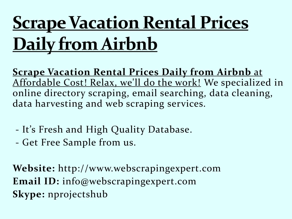 scrape vacation rental prices daily from airbnb