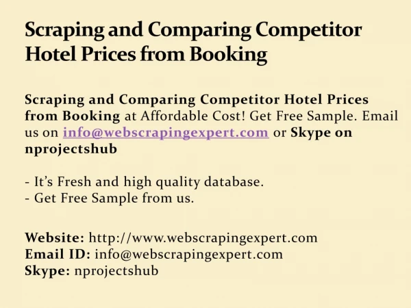 scraping and comparing competitor hotel prices from booking