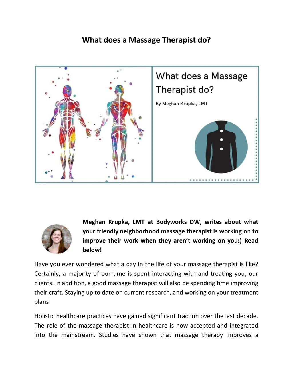what does a massage therapist do