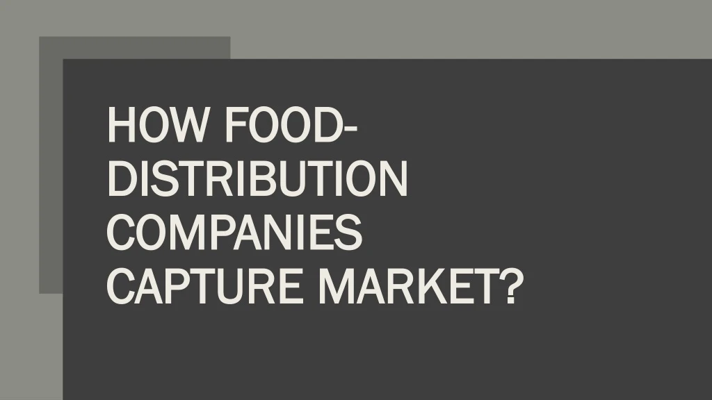how food how food distribution distribution