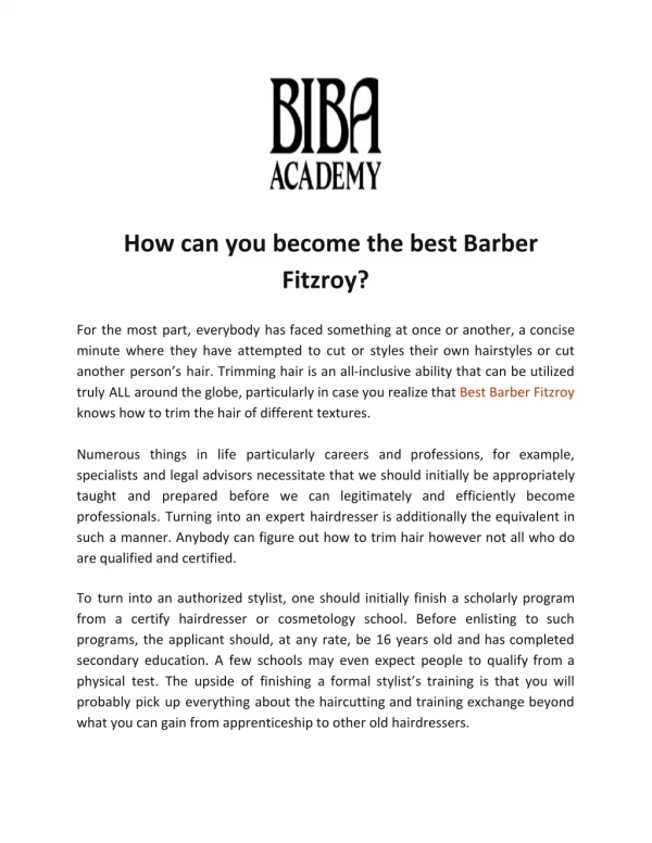 How can you become the best Barber Fitzroy?