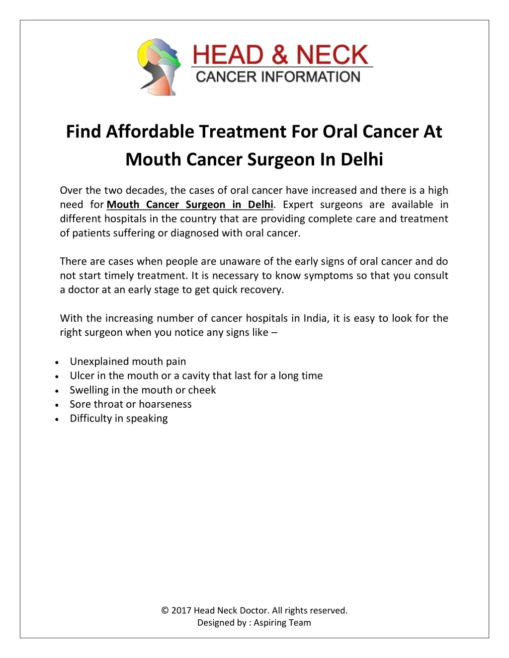 find affordable treatment for oral cancer