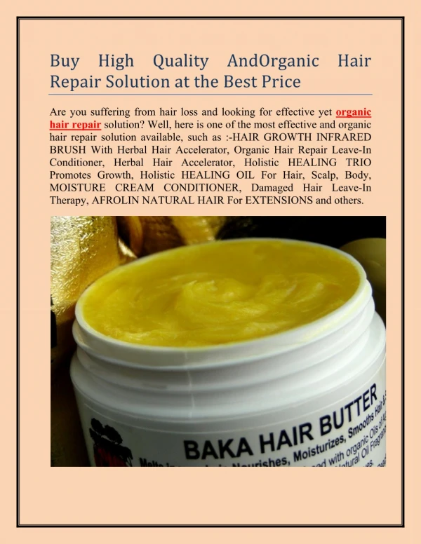 Buy High Quality and Organic Hair Repair Solution at the Best Price