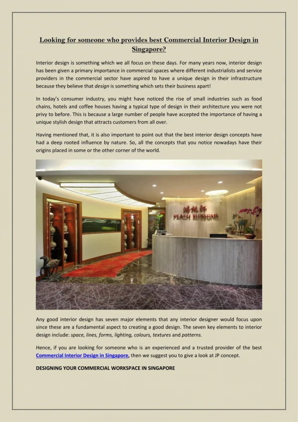 Looking for someone who provides best Commercial Interior Design in Singapore?