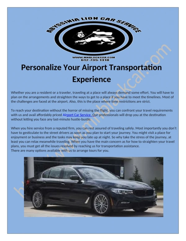 Personalize Your Airport Transportation Experience
