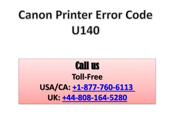 Canon Printer Error Code U140