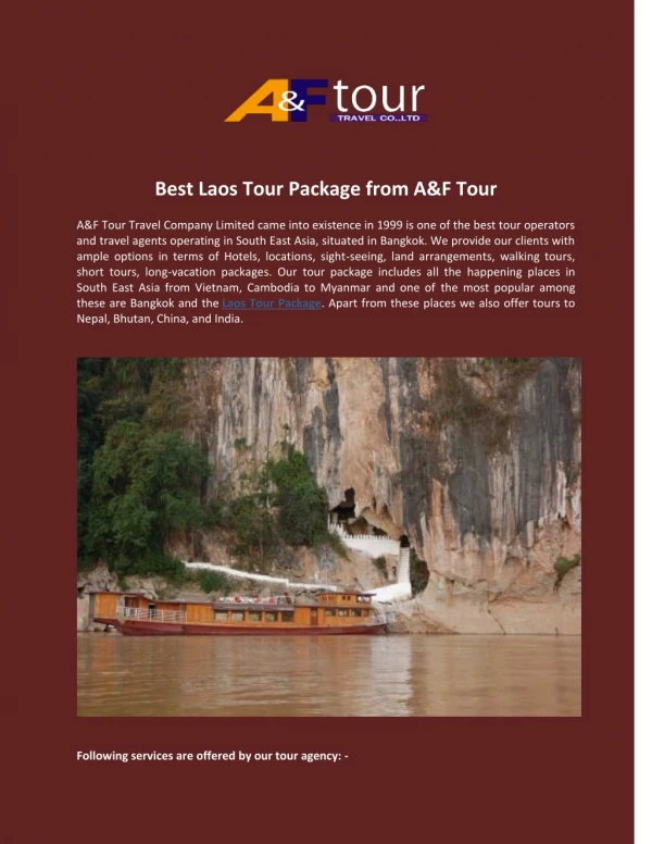Best Laos Tour Package from A&F Tour