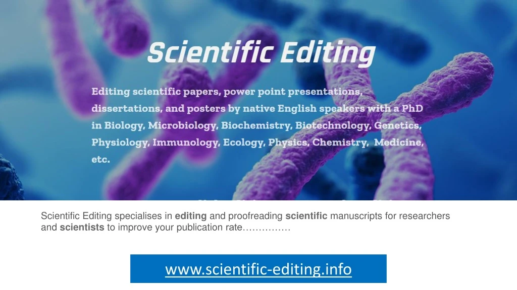 scientific editing specialises in editing