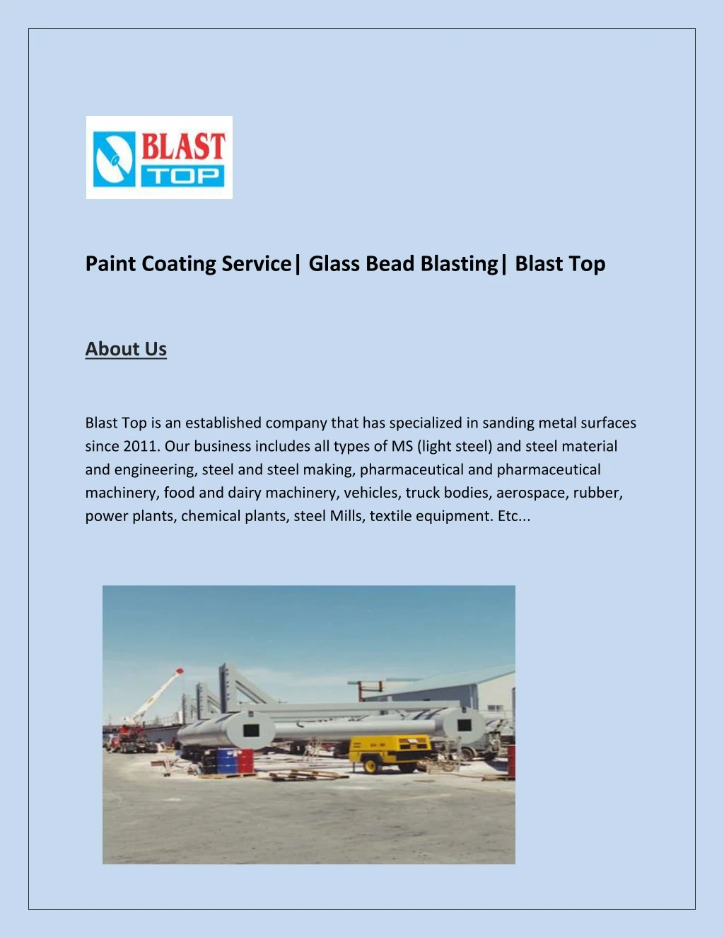 paint coating service glass bead blasting blast