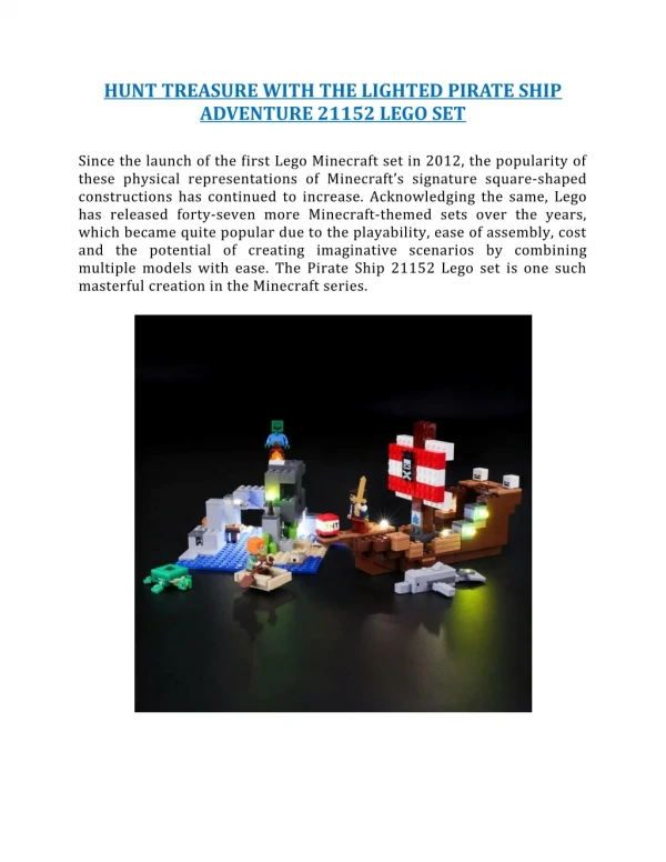 HUNT TREASURE WITH THE LIGHTED PIRATE SHIP ADVENTURE 21152 LEGO SET