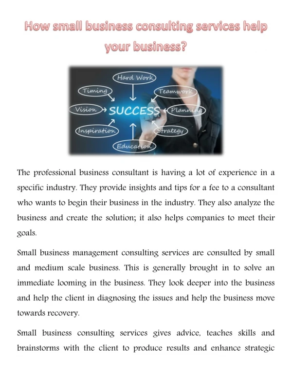 How small business consulting services help your business?