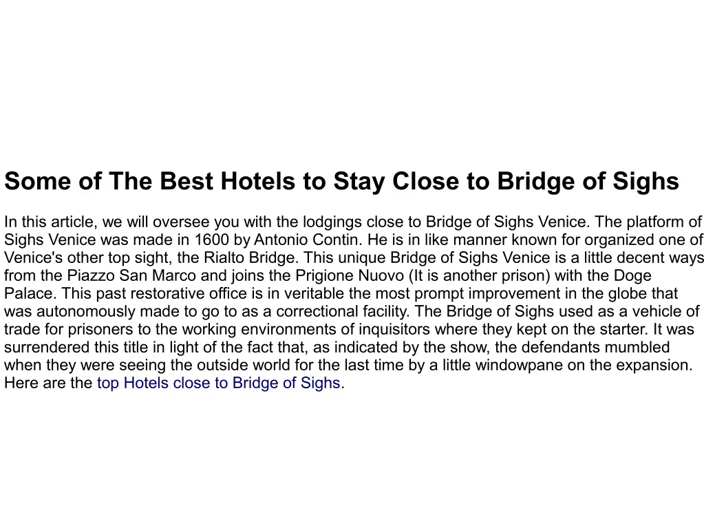 some of the best hotels to stay close to bridge