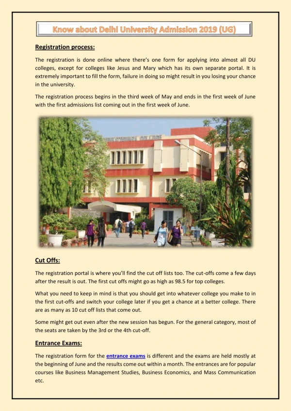 Know about Delhi University Admission 2019 (UG)