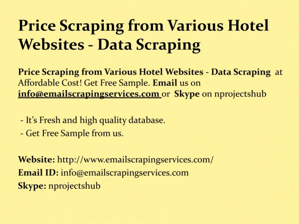 Price Scraping from Various Hotel Websites - Data Scraping