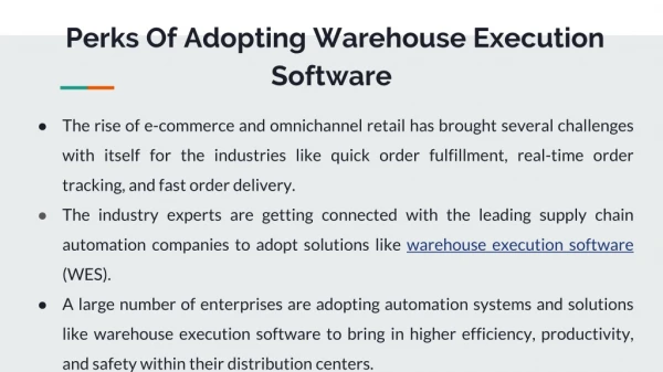 What Are The Perks Of Adopting Warehouse Execution Software?