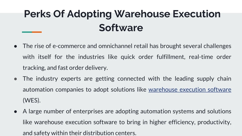 perks of adopting warehouse execution software