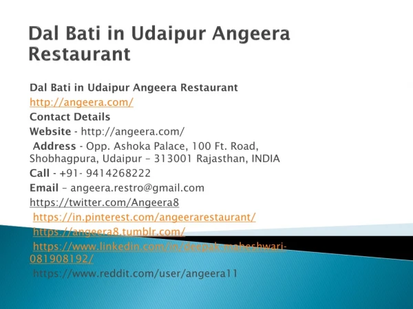 Dal Bati in Udaipur Angeera Restaurant