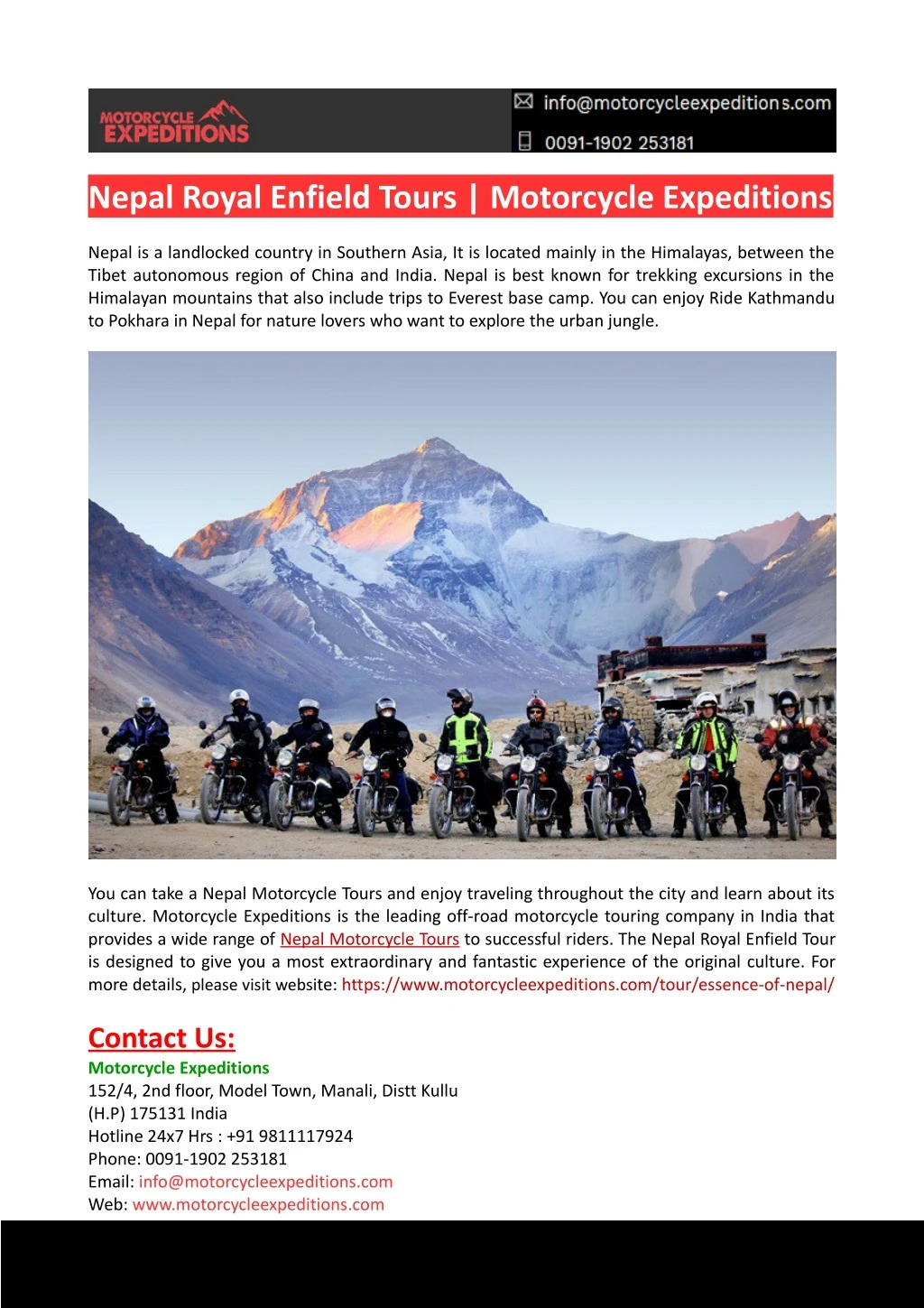 nepal royal enfield tours motorcycle expeditions