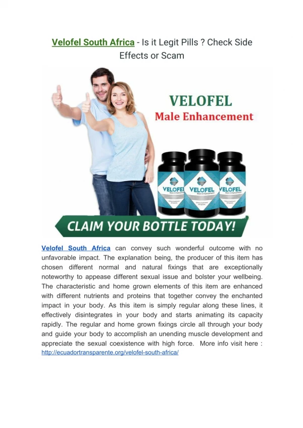 Velofel South Africa - Is it Legit Pills ? Check Side Effects or Scam