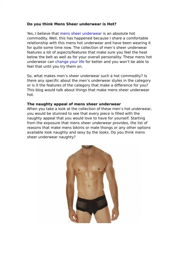 Do you think Mens Sheer underwear is Hot?