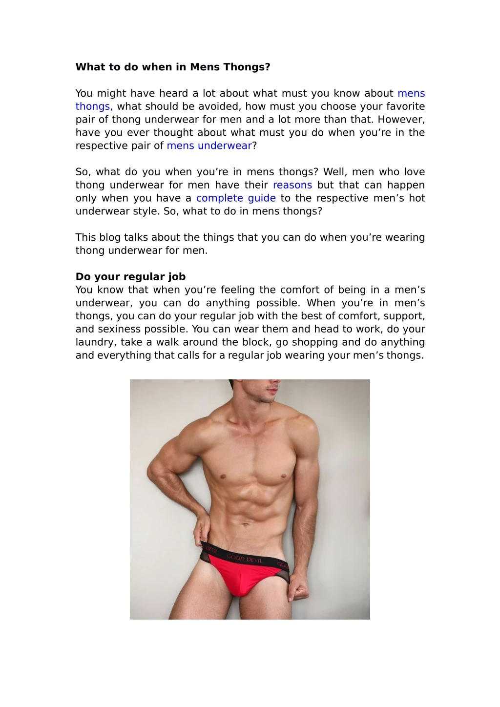 what to do when in mens thongs