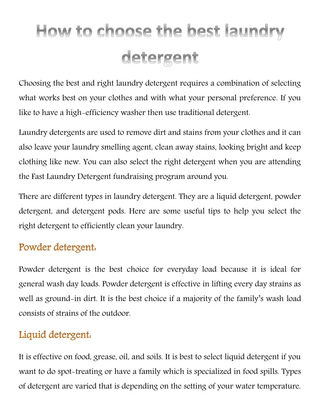 choosing the best and right laundry detergent