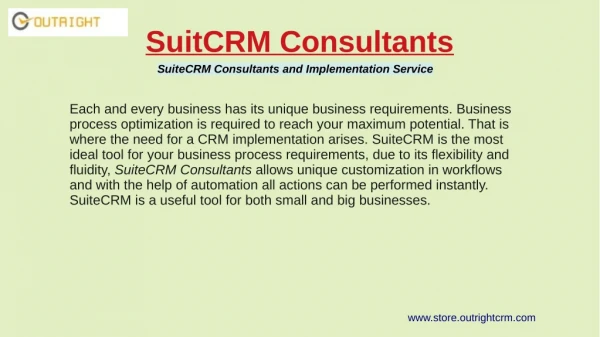 SuiteCRM Consultants Service | Outright Store