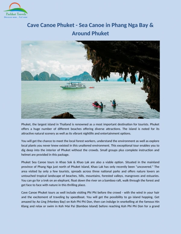 Cave Canoe Phuket - Sea Canoe in Phang Nga Bay & Around Phuket