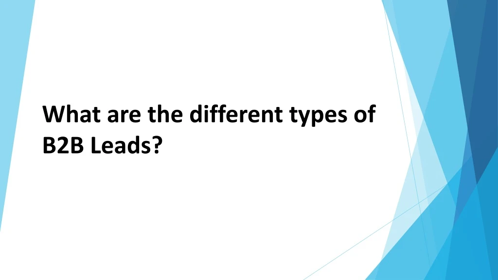 what are the different types of b2b leads